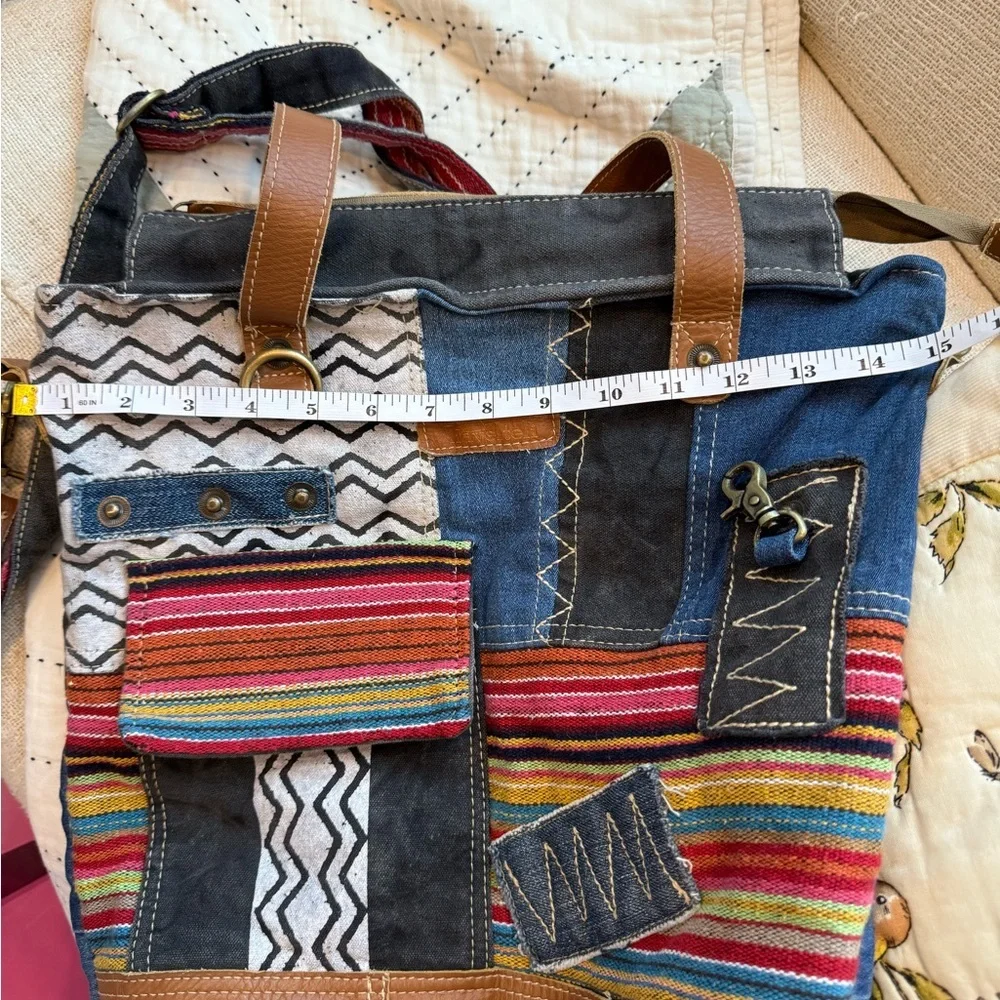 Boho Patchwork Crossbody Tote in Multicolor